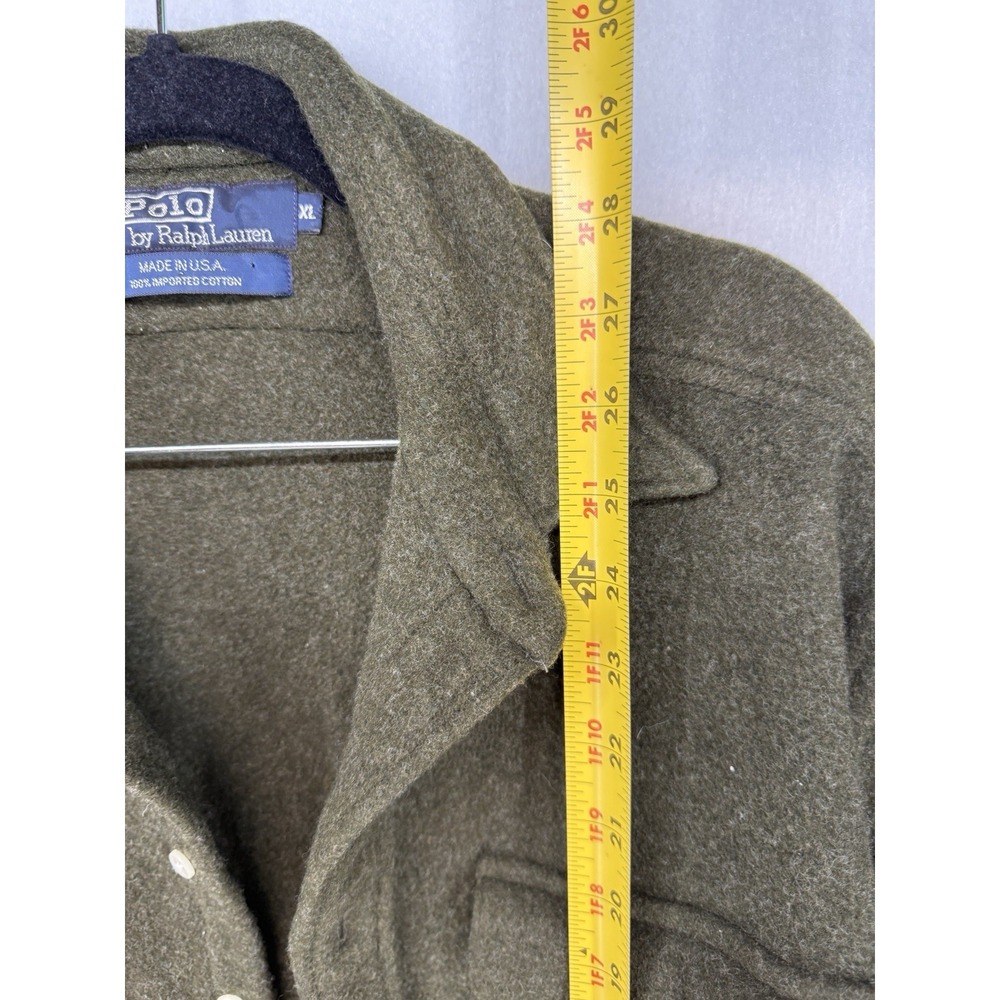 Vintage Polo Ralph Lauren Men's Made In USA Olive Military Overshirt XL Cotton - Picture 3 of 4